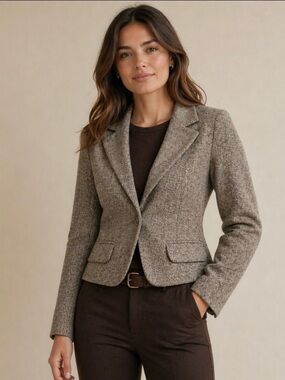 Forever 21 Taupe Herringbone Tailored Blazer